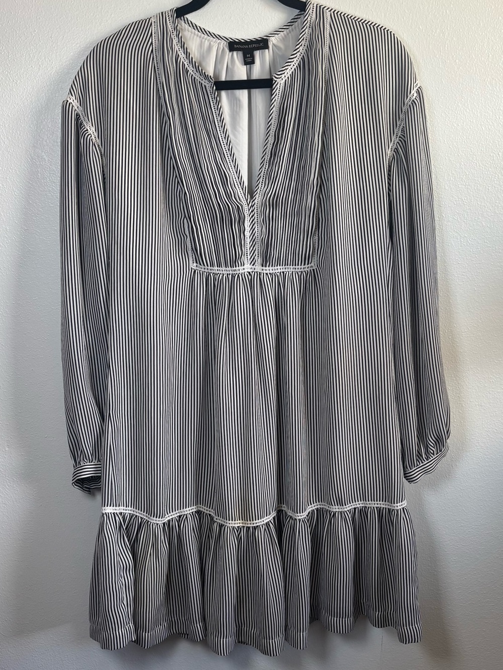 Banana Republic Black & White Striped Babydoll Tunic Dress